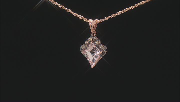 Kite Morganite with Champagne Diamonds 10k Rose Gold Pendant 1.3ctw Video Thumbnail