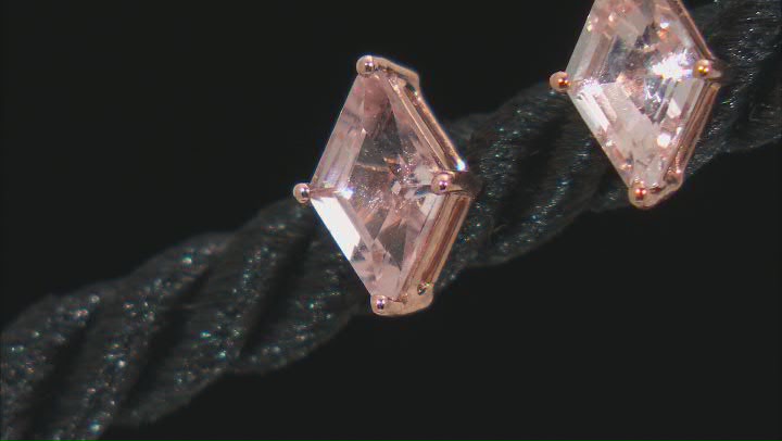 Pink Rhombus Morganite 10k Rose Gold Earrings 1.00ctw Video Thumbnail