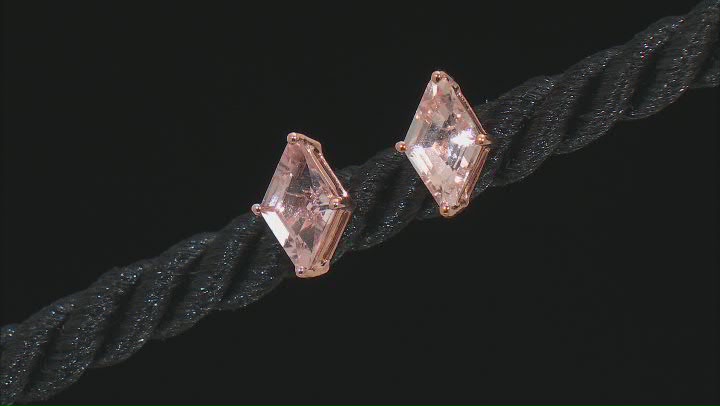 Pink Rhombus Morganite 10k Rose Gold Earrings 1.00ctw Video Thumbnail