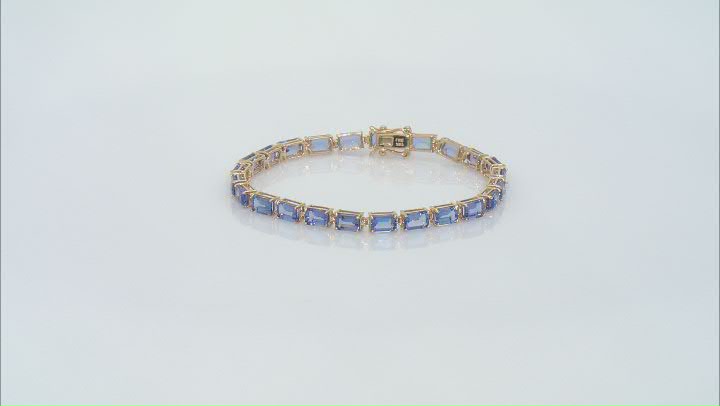 Blue Tanzanite 14k Yellow Gold Tennis Bracelet 12.24ctw Video Thumbnail