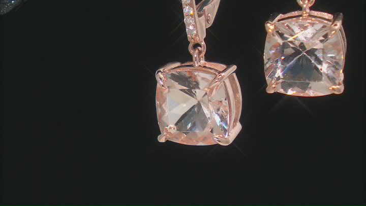 Morganite And White Diamond 10k Rose Gold Earrings 3.65ctw Video Thumbnail