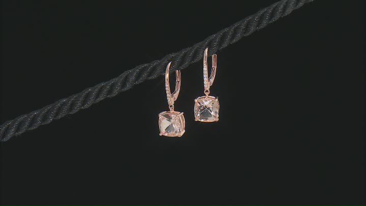 Morganite And White Diamond 10k Rose Gold Earrings 3.65ctw Video Thumbnail