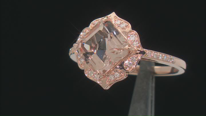 Asscher Cut Morganite with White Diamond 14k Rose Gold Ring 2.58ctw Video Thumbnail