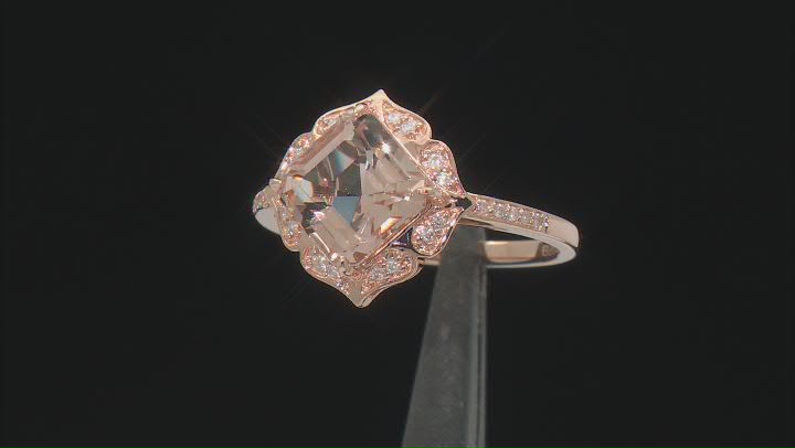 Asscher Cut Morganite with White Diamond 14k Rose Gold Ring 2.58ctw Video Thumbnail