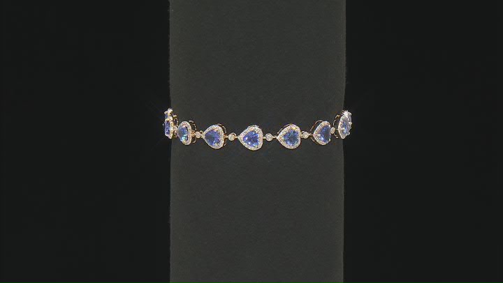 Blue Tanzanite With White Diamond 18k Yellow Gold Bracelet 12.71ctw Video Thumbnail