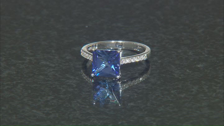 Blue Tanzanite With White Diamond Rhodium Over 14k White Gold Ring 2.77ctw Video Thumbnail