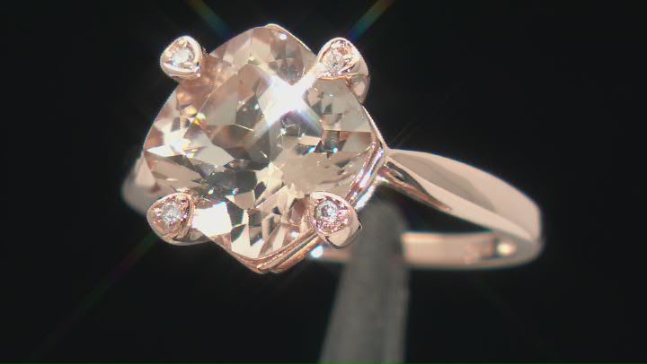 Morganite With White Diamond 14k Rose Gold Ring. Video Thumbnail