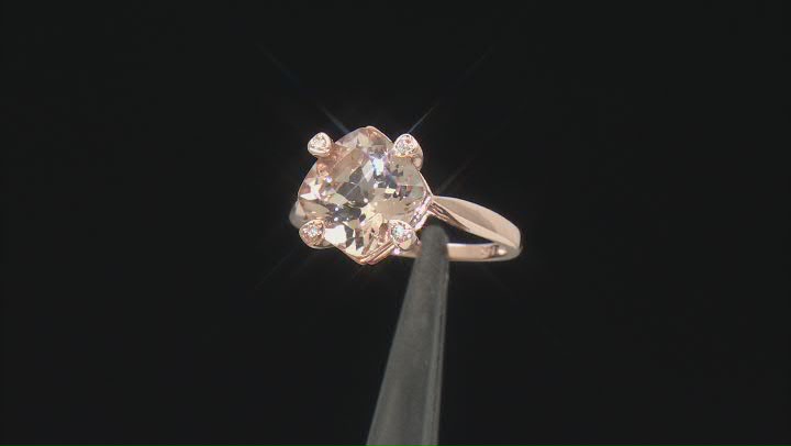 Morganite With White Diamond 14k Rose Gold Ring. Video Thumbnail