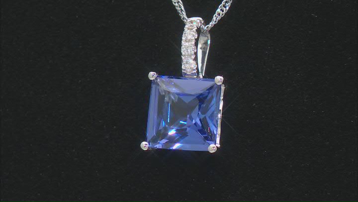 Blue Tanzanite With White Diamond Rhodium Over 14k White Gold Pendant With Chain 2.55ctw Video Thumbnail