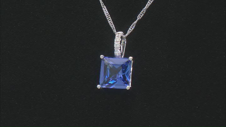 Blue Tanzanite With White Diamond Rhodium Over 14k White Gold Pendant With Chain 2.55ctw Video Thumbnail