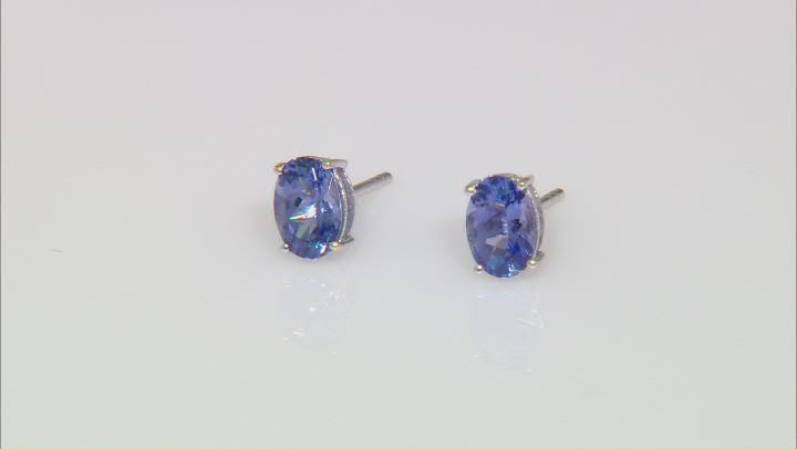 Blue Tanzanite Rhodium Over 10k White Gold Earrings 1.35ctw Video Thumbnail