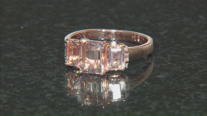 Morganite With Diamond 10k Rose Gold Ring 2.09ctw Video Thumbnail
