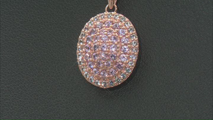 Pink And White Sapphire 10k Rose Gold Pendant With Chain 1.41ctw Video Thumbnail