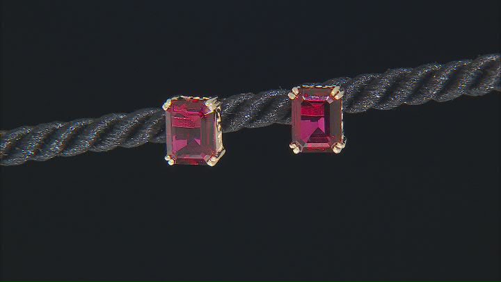 Red Peony Color Topaz 10k Yellow Gold Earrings 2.55ctw Video Thumbnail
