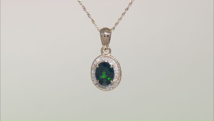 Chrome Diopside With White Diamond 10k Yellow Gold Pendant with Chain 2.42ctw Video Thumbnail