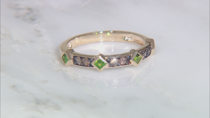 Chrome Diopside With Champagne Diamonds 10k Yellow Gold Ring 0.33ctw Video Thumbnail