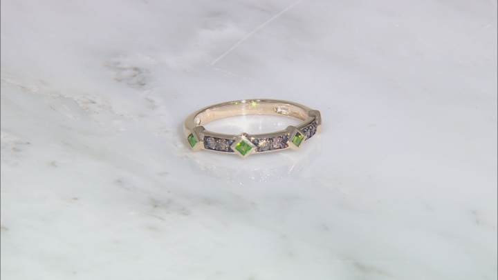 Chrome Diopside With Champagne Diamonds 10k Yellow Gold Ring 0.33ctw Video Thumbnail