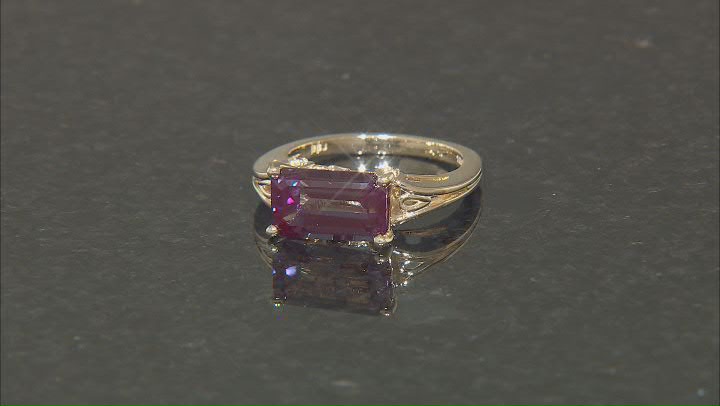 Blue Lab Created Alexandrite with White Diamond 10k Yellow Gold Ring 3.93ctw Video Thumbnail