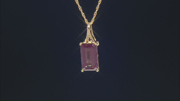 Blue Lab Created Alexandrite with White Diamond 10k Yellow Gold Pendant with Chain 3.77ctw Video Thumbnail