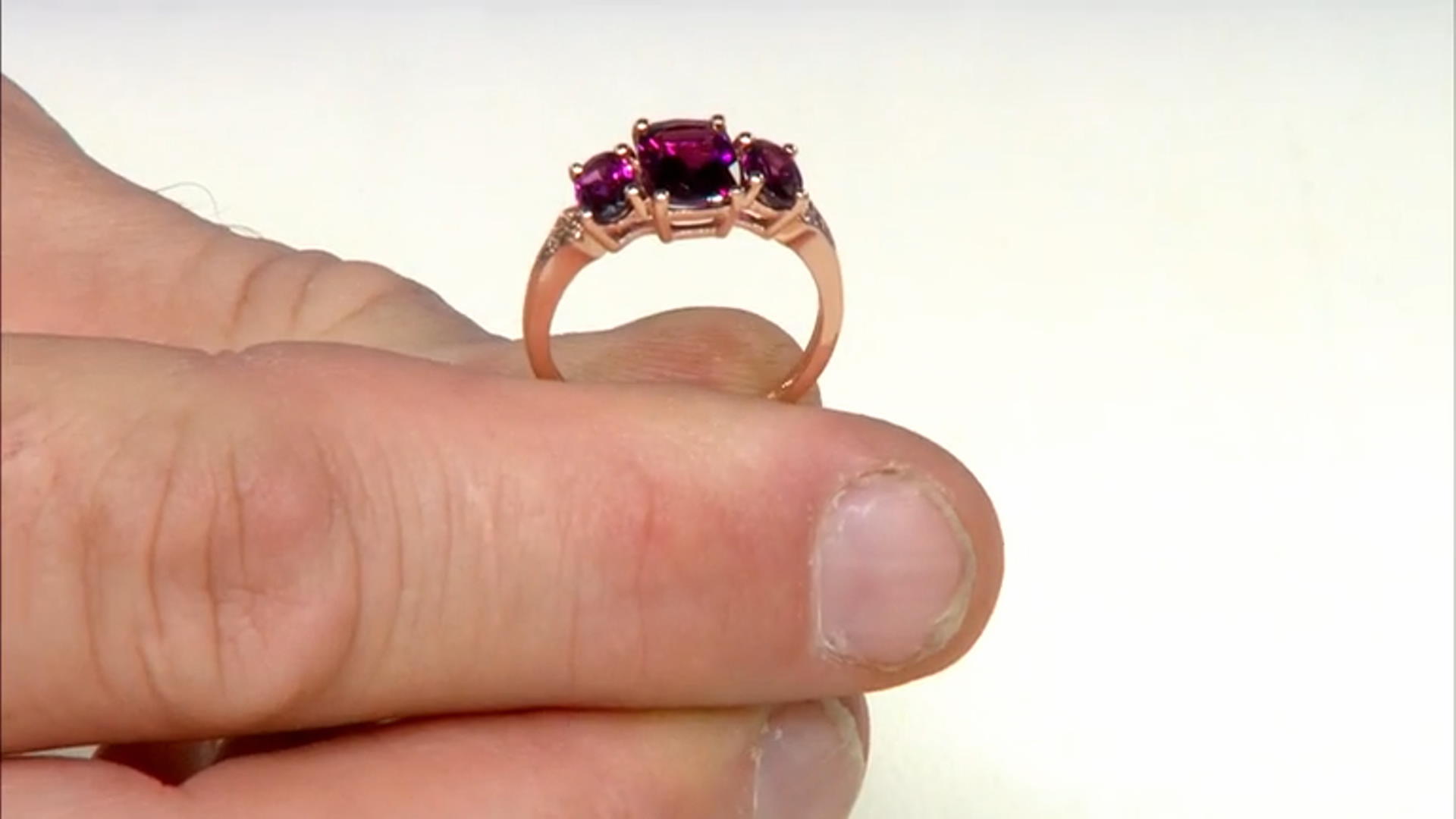 Grape Garnet With Champagne Diamond 10k Rose Gold Ring 2.62ctw Video Thumbnail