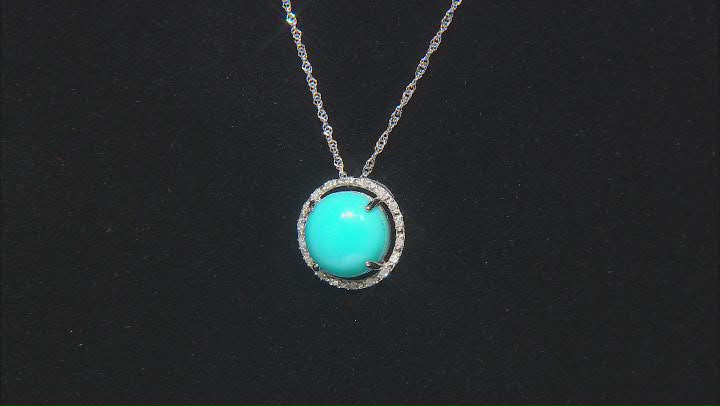 Blue Sleeping Beauty Turquoise Rhodium Over 14k White Gold Pendant With Chain 0.05ctw Video Thumbnail