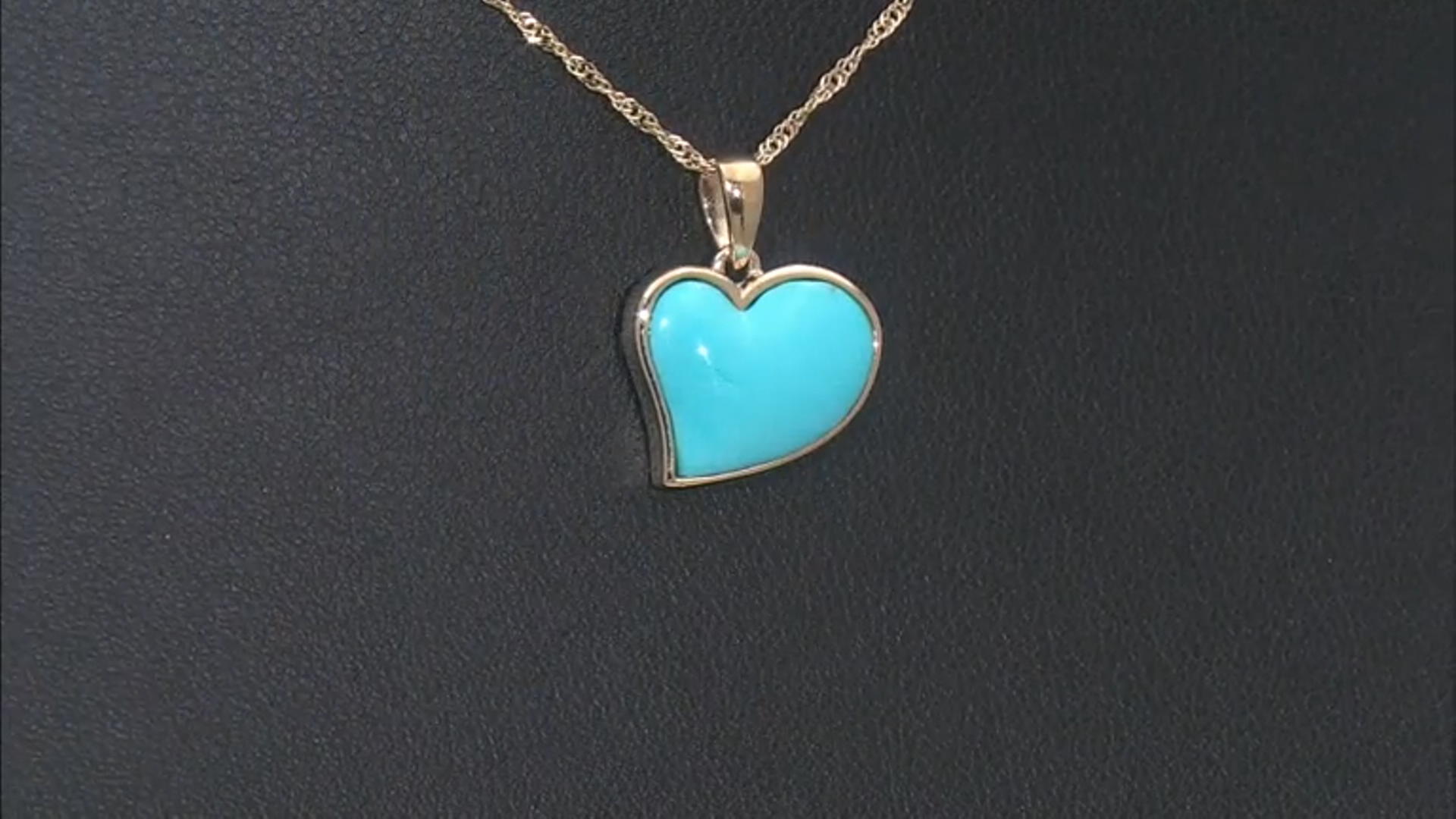Blue Sleeping Beauty Turquoise 10k Yellow Gold Pendant With Chain Video Thumbnail