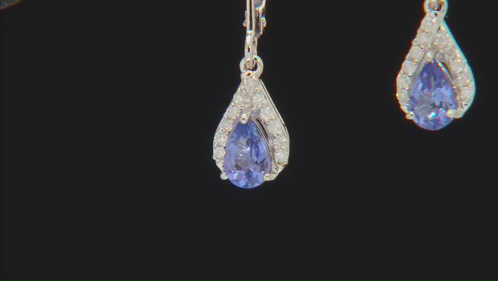 Blue Tanzanite With White Diamond Rhodium Over 10k White Gold Earrings 0.81ctw Video Thumbnail