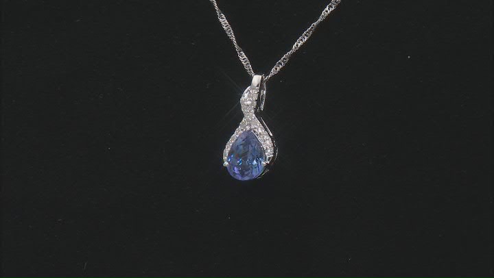 Blue Tanzanite With White Diamonds Rhodium Over 10k White Gold Pendant with Chain 1.08ctw Video Thumbnail