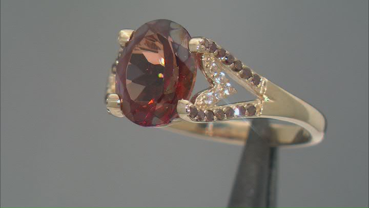 Red Labradorite With Red Diamond And Zircon 10k Yellow Gold Ring 2.11ctw Video Thumbnail