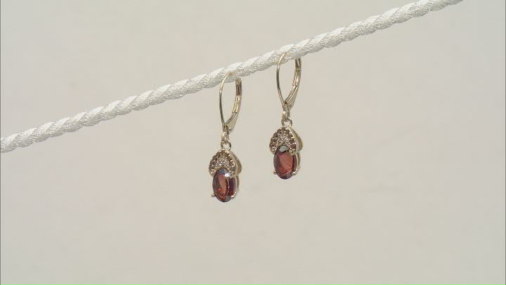 Red Labradorite With Red Diamond And White Zircon 10k Yellow Gold Earrings 1.64ctw Video Thumbnail