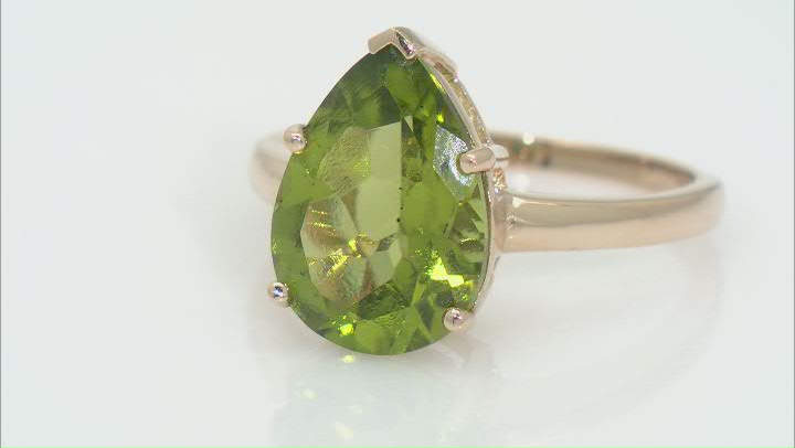 Green Peridot 10k Yellow Gold Ring 4.68ct Video Thumbnail