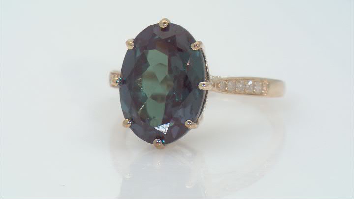 Blue Lab Created Alexandrite with White Diamond 10k Yellow Gold Ring 5.13ctw Video Thumbnail
