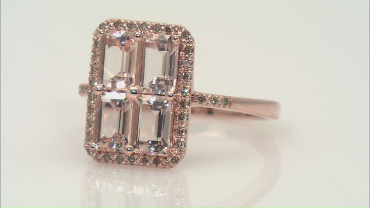 Morganite With Champagne Diamond 10k Rose Gold Ring 1.67ctw Video Thumbnail