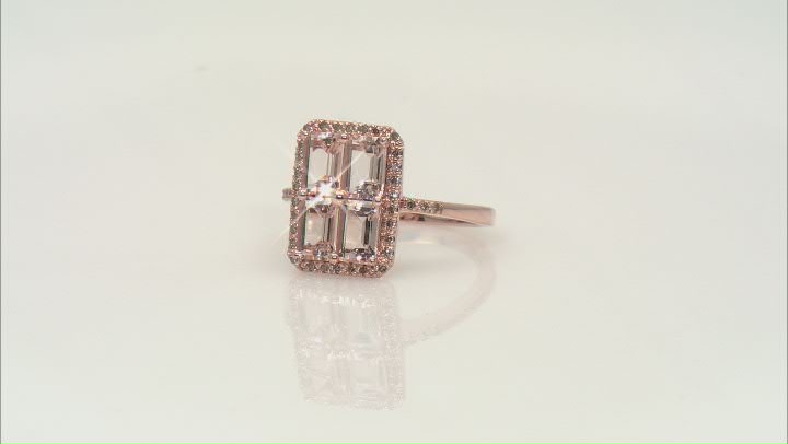 Morganite With Champagne Diamond 10k Rose Gold Ring 1.67ctw Video Thumbnail