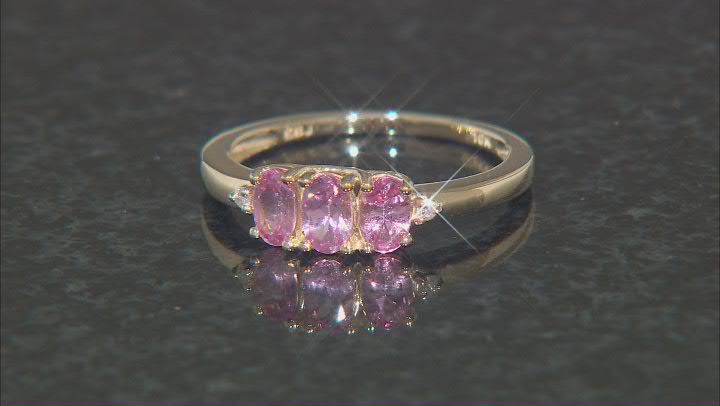 Pink Spinel With White Diamond 10k Yellow Gold Ring 0.68ctw Video Thumbnail