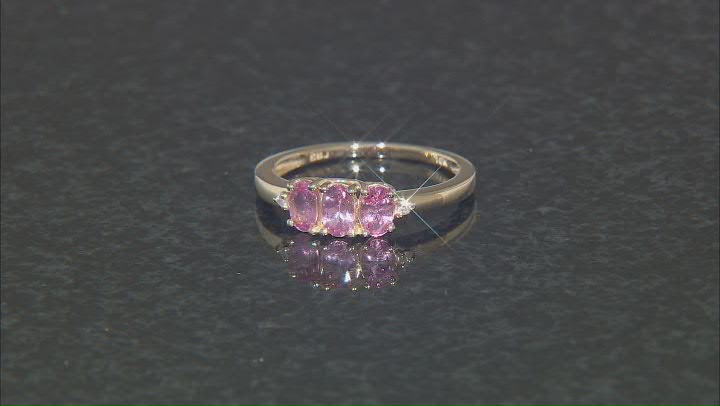 Pink Spinel With White Diamond 10k Yellow Gold Ring 0.68ctw Video Thumbnail