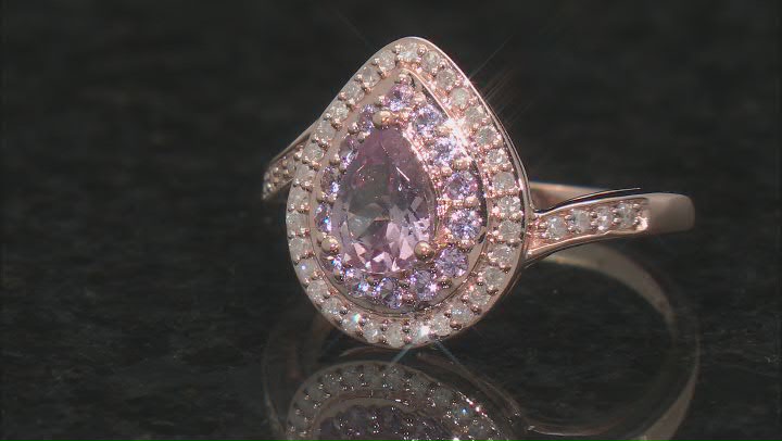 Color Shift Garnet with Pink Sapphire and White Diamond 10k Rose Gold Ring 0.98ctw Video Thumbnail