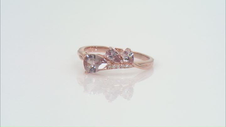 Color Shift Garnet With White Diamond 10K Rose Gold Ring 1.08ctw Video Thumbnail