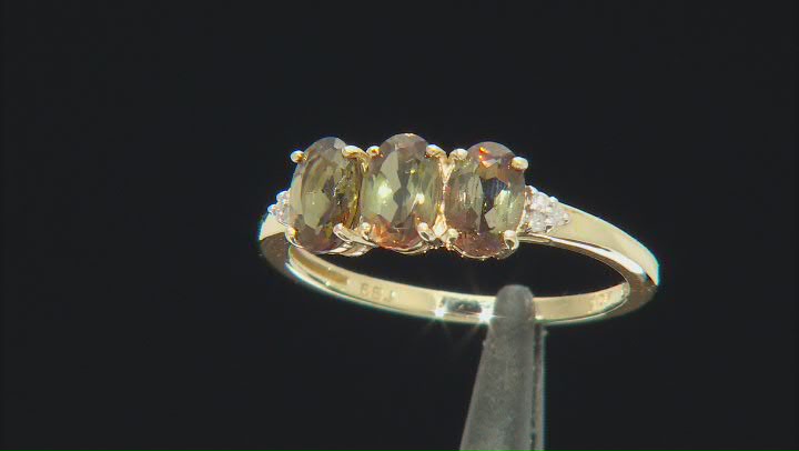 Andalusite With White Diamond 10K Yellow Gold Ring 1.12ctw Video Thumbnail