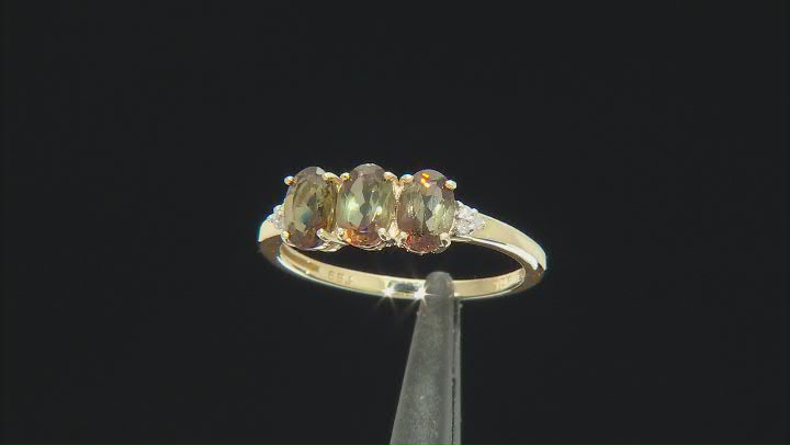 Andalusite With White Diamond 10K Yellow Gold Ring 1.12ctw Video Thumbnail