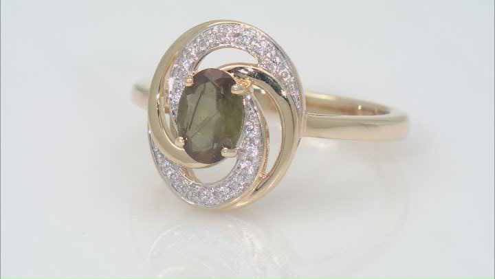 Andalusite With White Zircon 10K Yellow Gold Ring 0.80ctw Video Thumbnail
