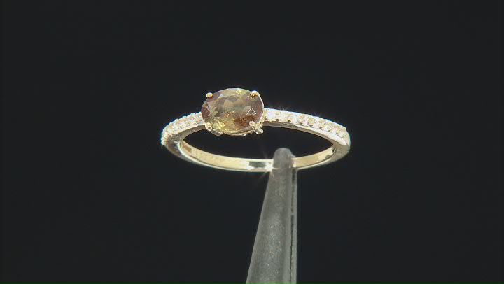 Green And Orange Andalusite With White Zircon 10K Yellow Gold Ring 0.72ctw Video Thumbnail