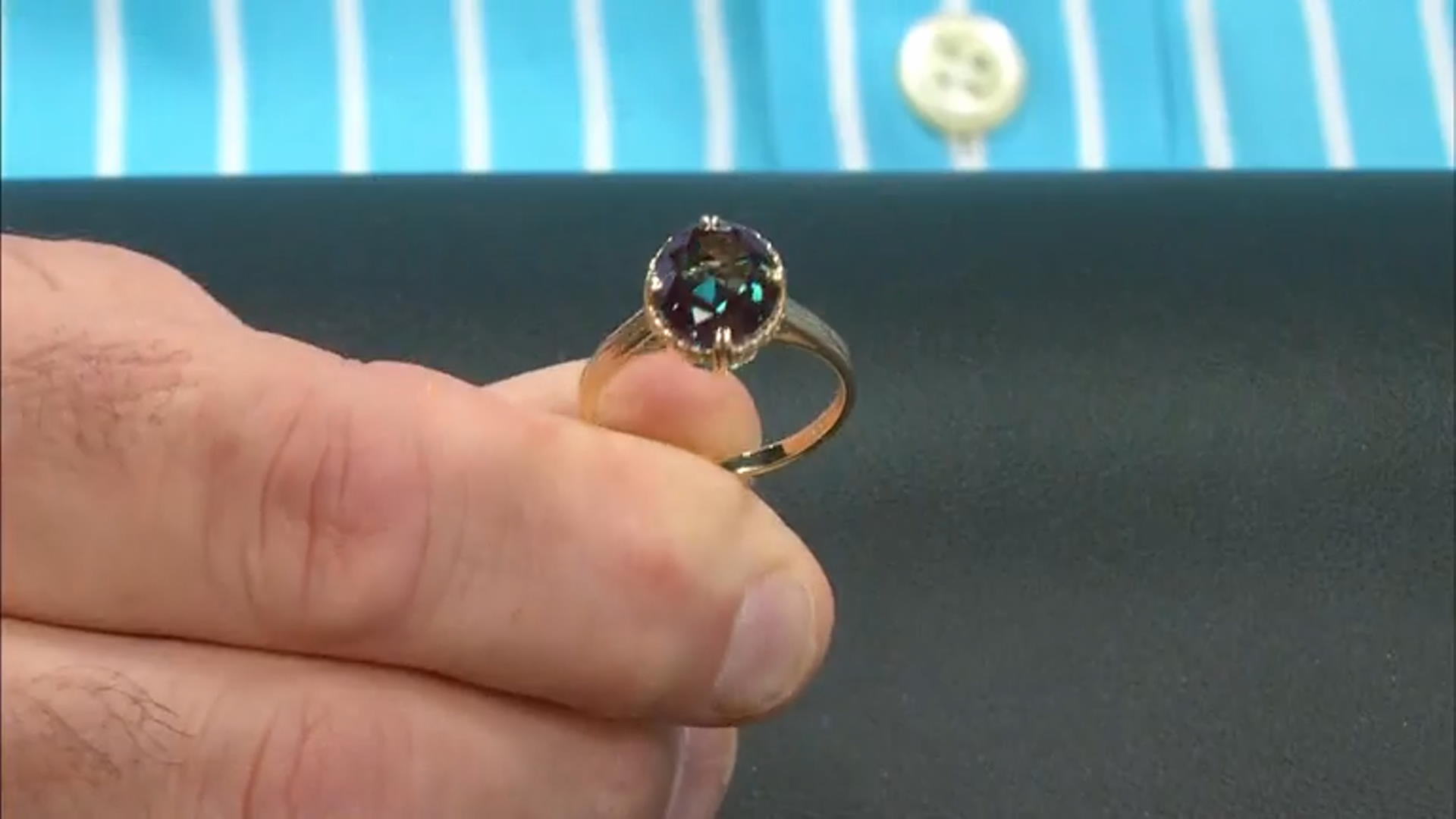 Blue Lab Created Alexandrite 10k Yellow Gold Ring 5.00ct Video Thumbnail