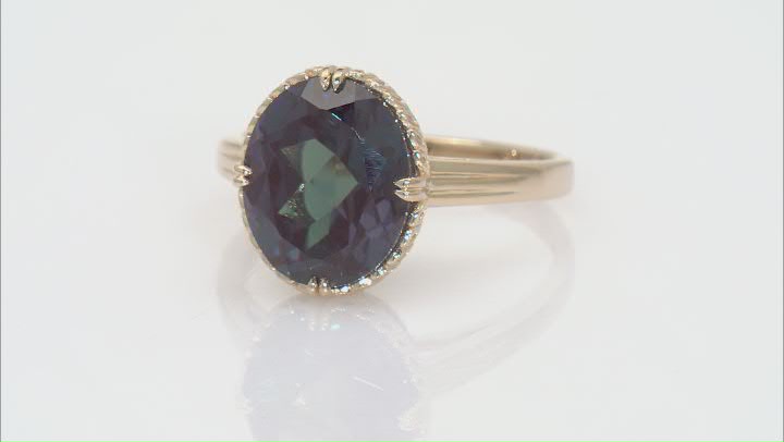 Blue Lab Created Alexandrite 10k Yellow Gold Ring 5.00ct Video Thumbnail