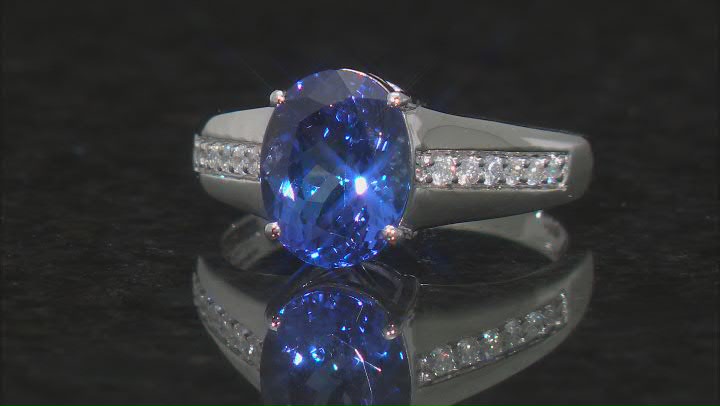 Blue Tanzanite With White Diamond Platinum Ring 3.14ctw Video Thumbnail
