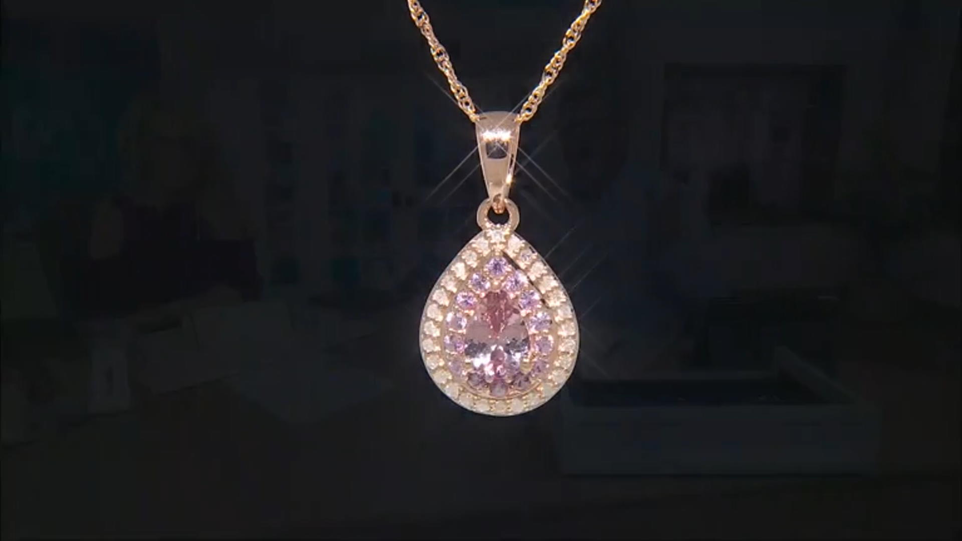Color Shift Garnet With Pink Sapphire And White Diamond 10k Rose Gold Pendant With Chain 1.04ctw Video Thumbnail