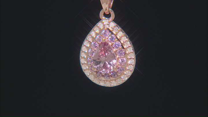 Color Shift Garnet With Pink Sapphire And White Diamond 10k Rose Gold Pendant With Chain 1.04ctw Video Thumbnail