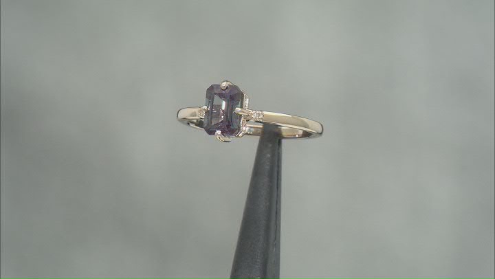 Blue Lab Created Alexandrite With White Diamond 10k Yellow Gold Ring 1.11ctw Video Thumbnail