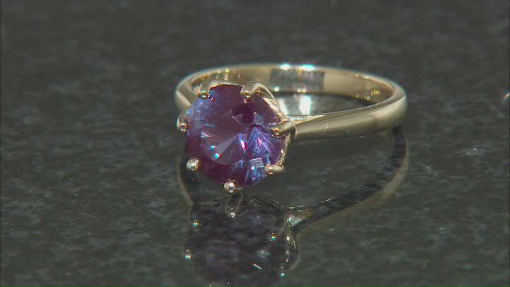 Blue Lab Created Alexandrite 10k Yellow Gold Ring 3.10ct Video Thumbnail