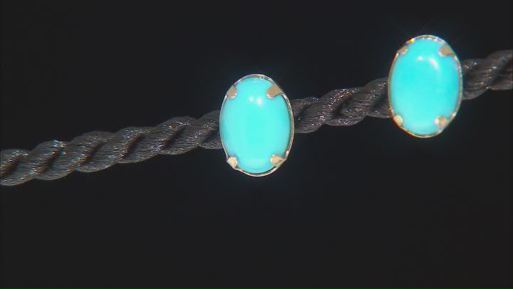 Blue Sleeping Beauty Turquoise 10k Yellow Gold Earrings Video Thumbnail